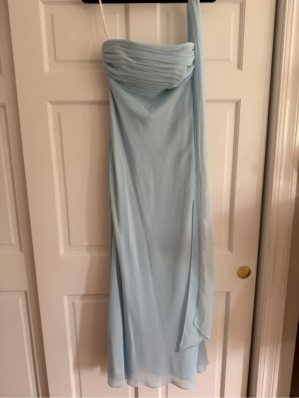 Azazie Light Blue One-Shoulder Evening Gown - Picture 1 of 5
